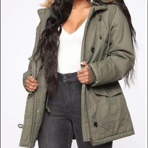 Keep Warm Utility Car Coat Jacket - Olive - L